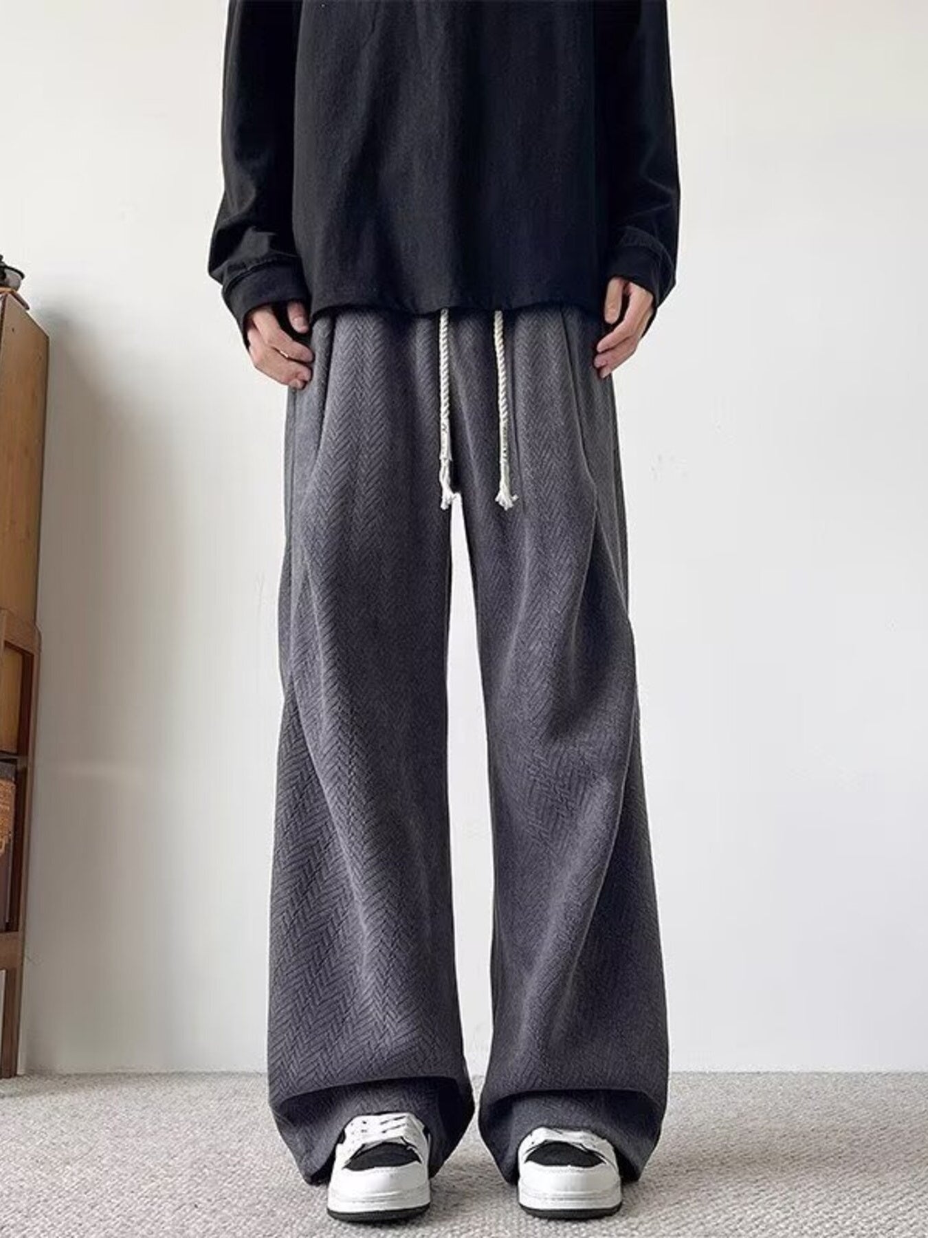 Men's Plus Size Drawstring Wide Leg Casual Pants