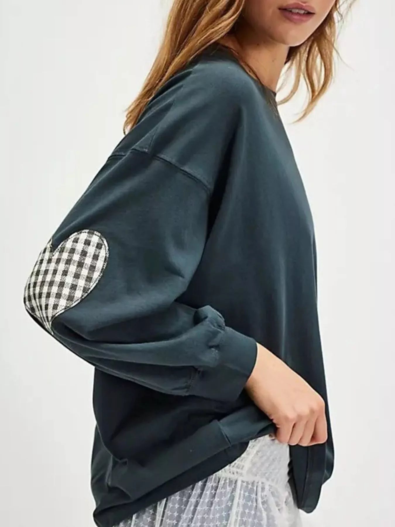 Heart Patch Long Sleeve Sweatshirt
