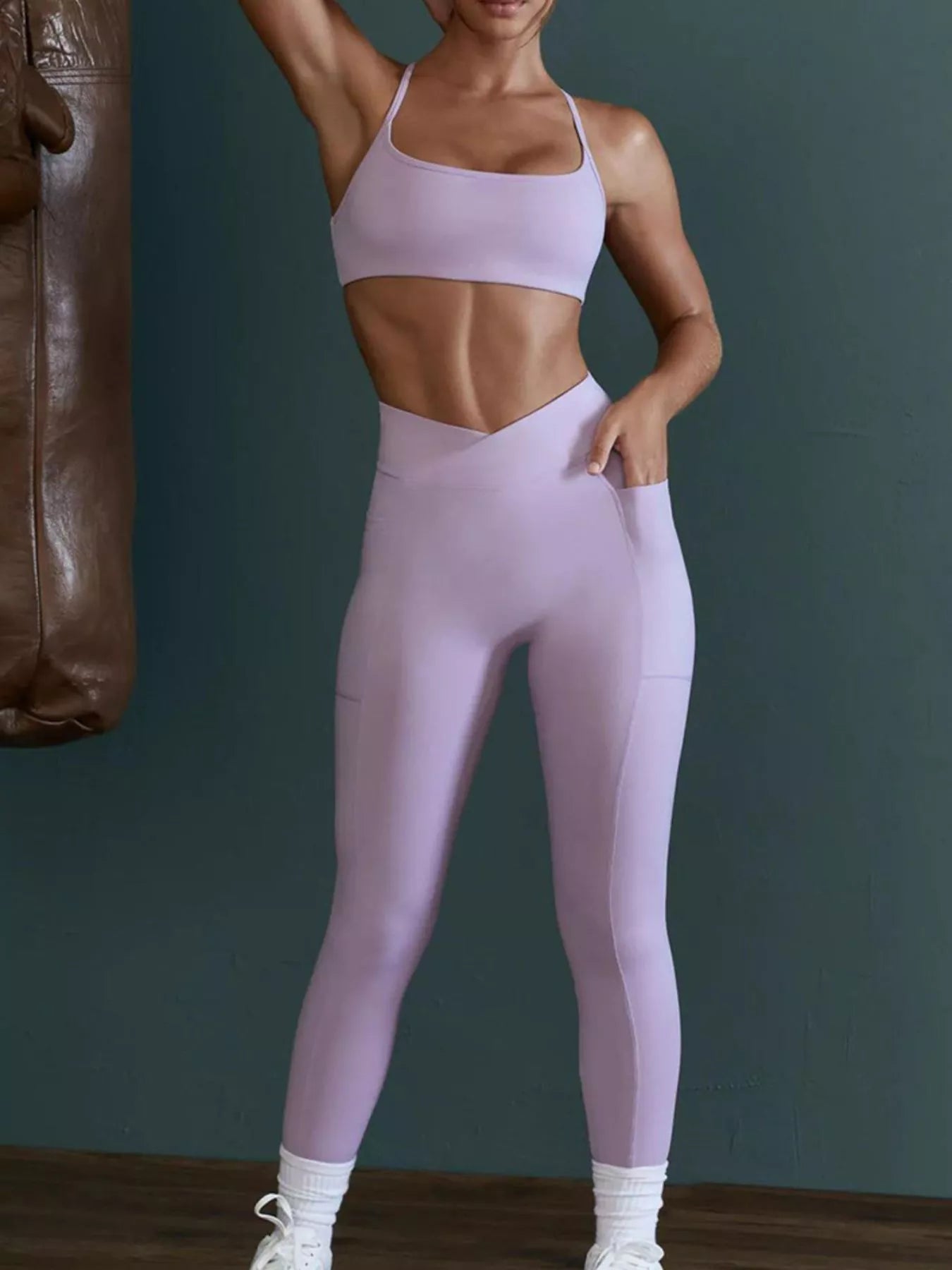 Seamless Cross-Waist Cami and Leggings Active Set