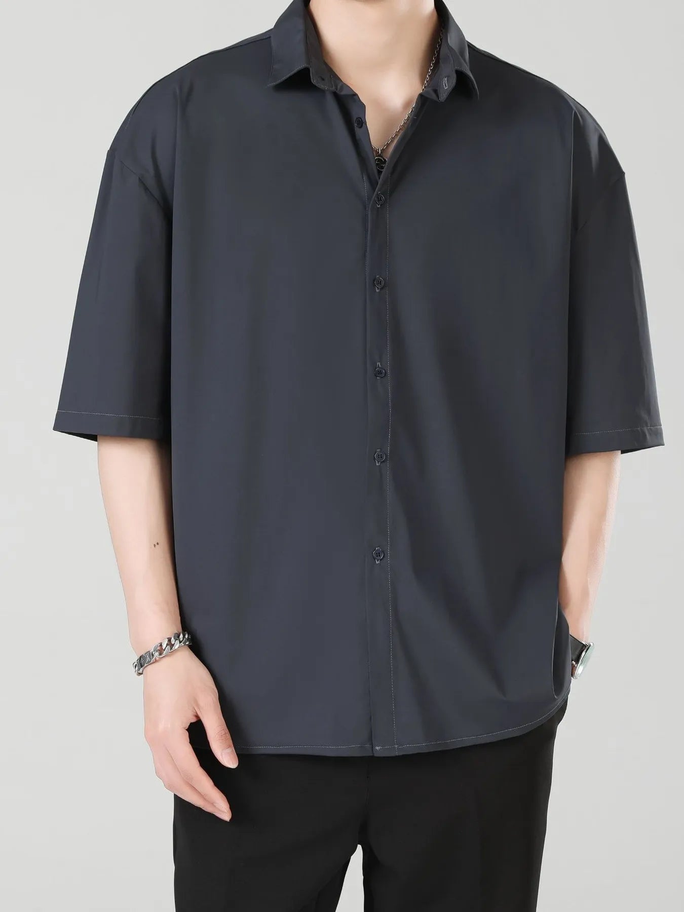 Men's Full Size Casual Short Sleeve Button-Down Shirt Plus Size