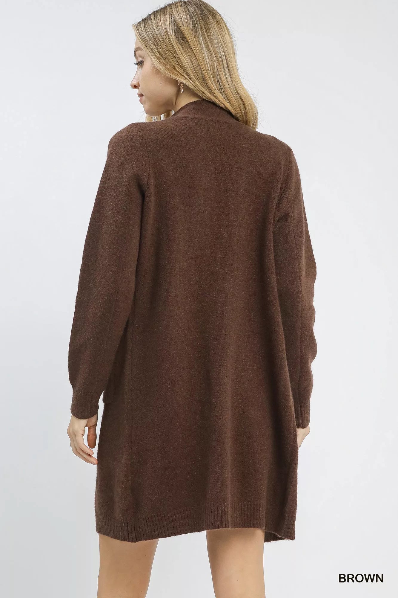 Umgee Button-Down Longline Sweater Cardigan with Front Pockets