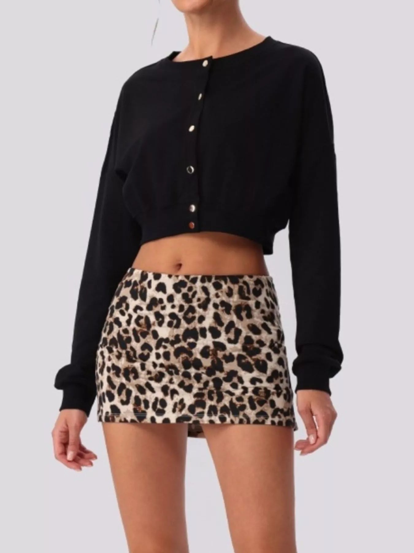 Cropped Button-Down Active Cardigan