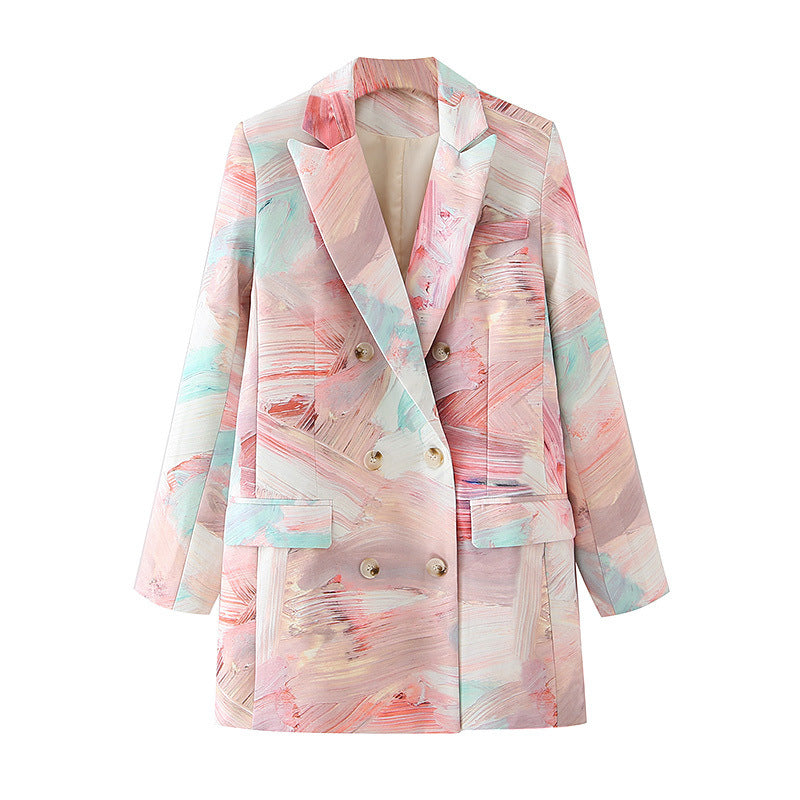 Graffiti Printing Double Breasted Blazer For Women (See size chart where applicable)
