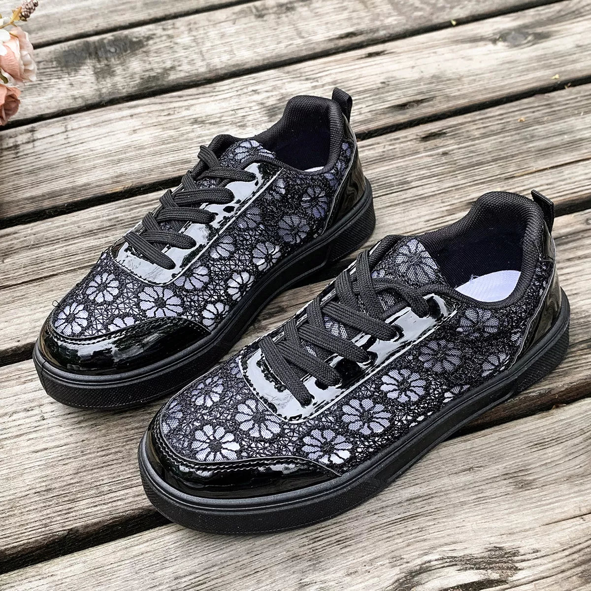 Round Toe Lace Sneakers