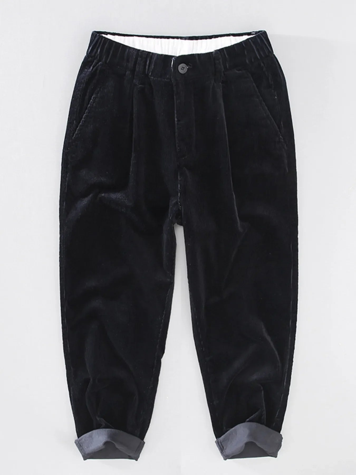 Men's Plus Size Corduroy Pleated Casual Pants