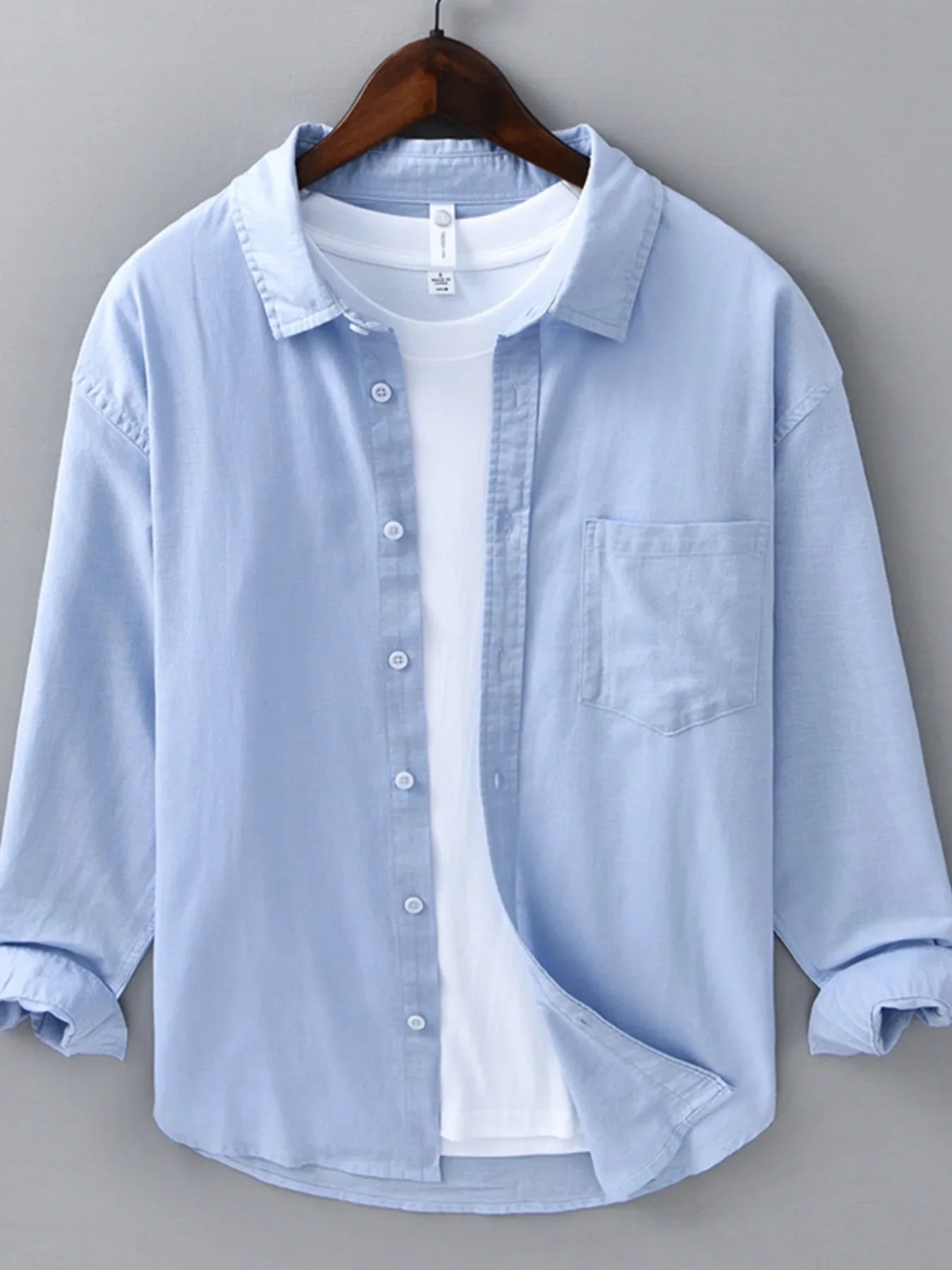 Men's Plus Size Button Up Long Sleeve Shirt