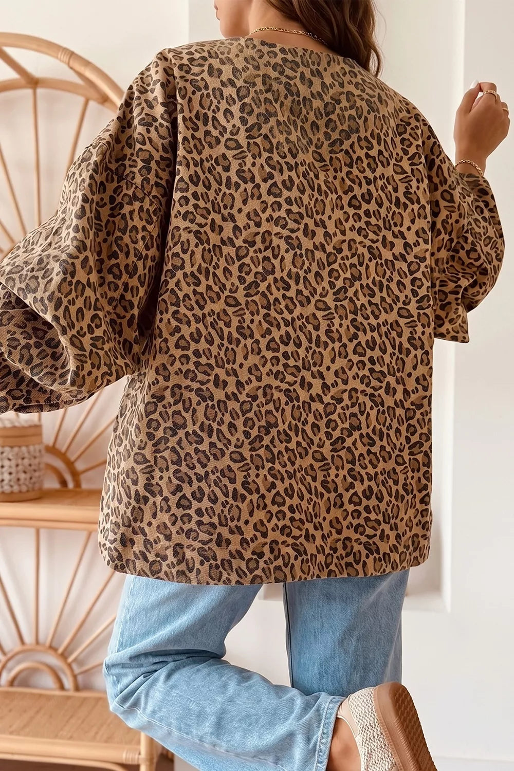 Leopard Print Denim Jacket