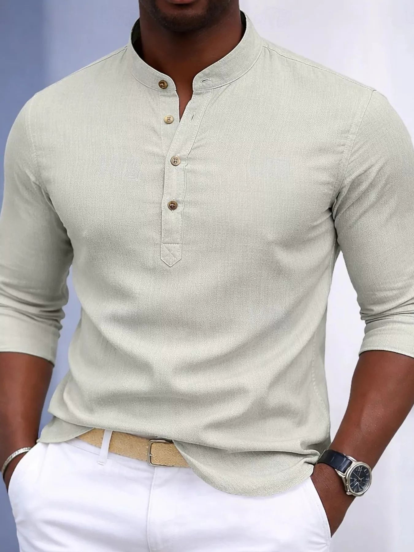 Men's Full Size Button Detail Slim Fit Shirt Plus Size