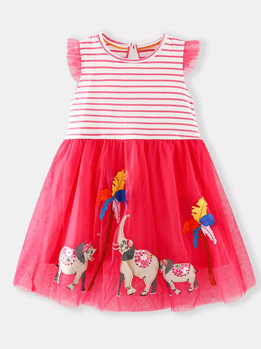 Children's Striped Elephant Tulle Dress