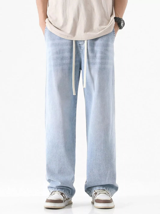 Men's Full Size Drawstring Wash Wide Leg Jeans Plus Size
