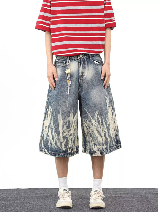 Men's Full Size Wide-Leg Denim Shorts Plus Size