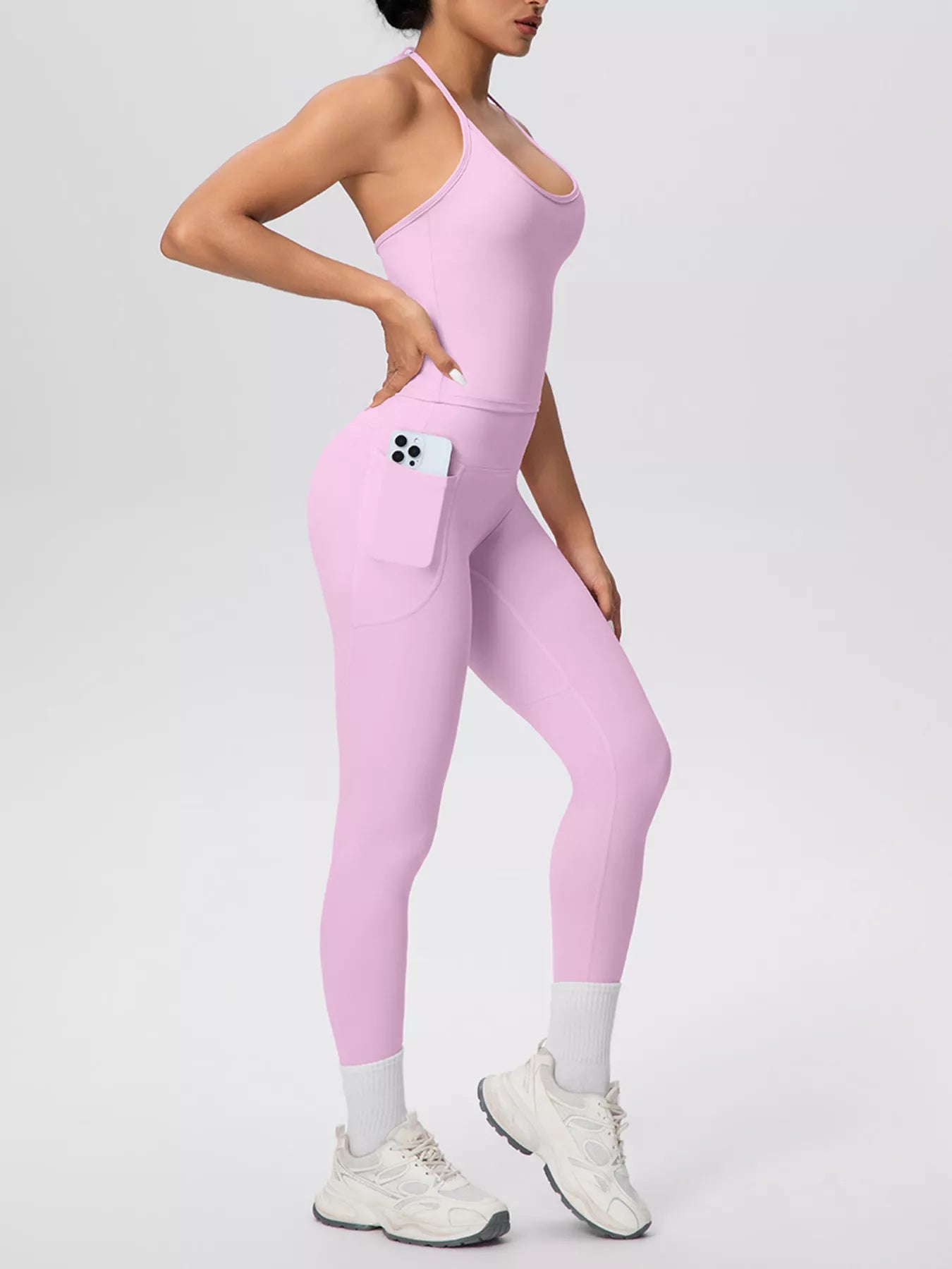 Halter Neck Cami and High-Waisted Leggings Active Set