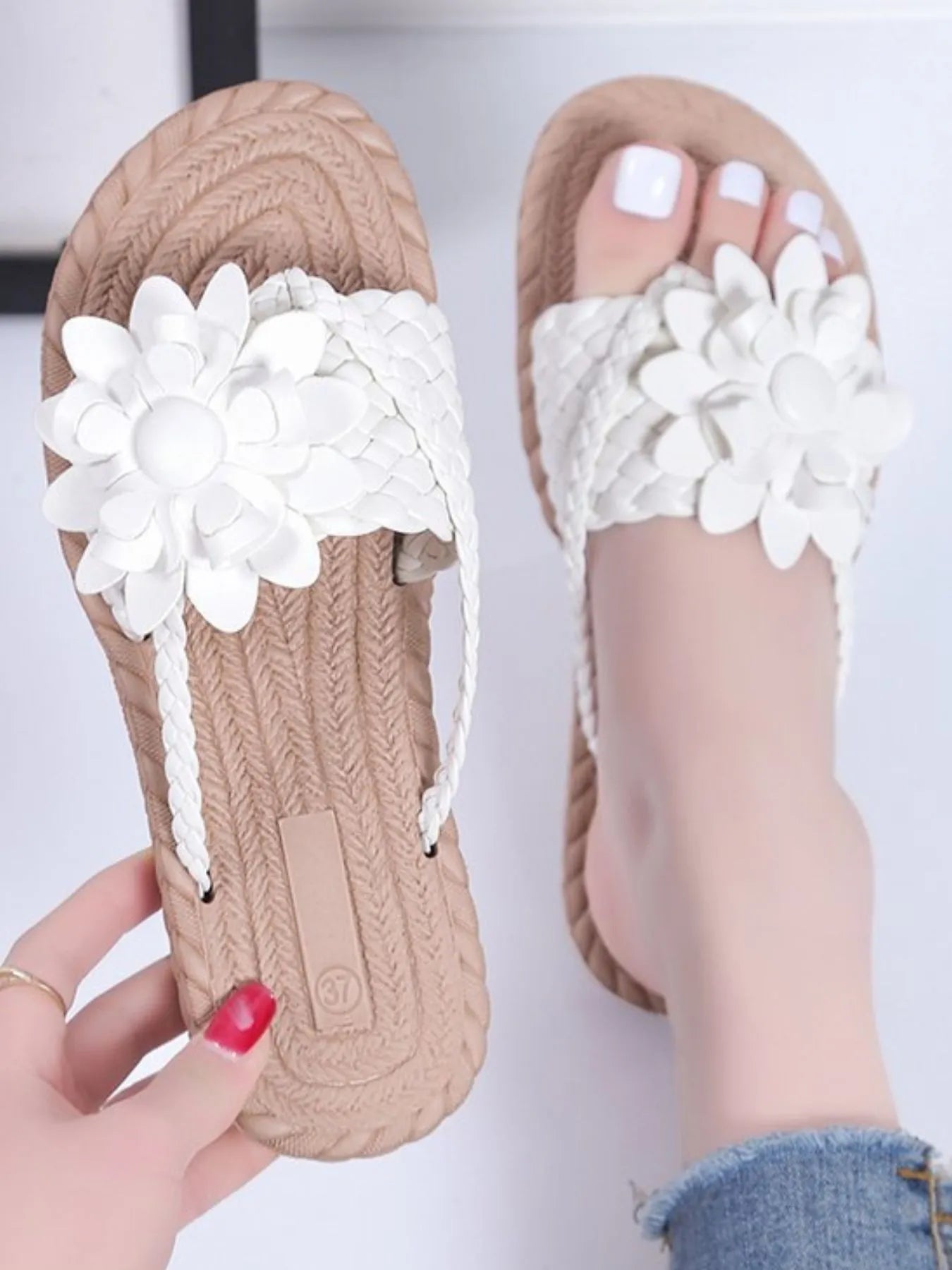 Floral Embellished Comfort Slide Sandals