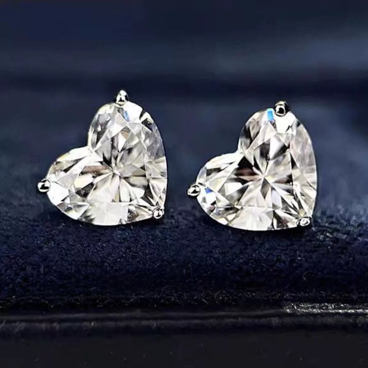 2 Carat 925 Sterling Silver Moissanite Heart Earrings