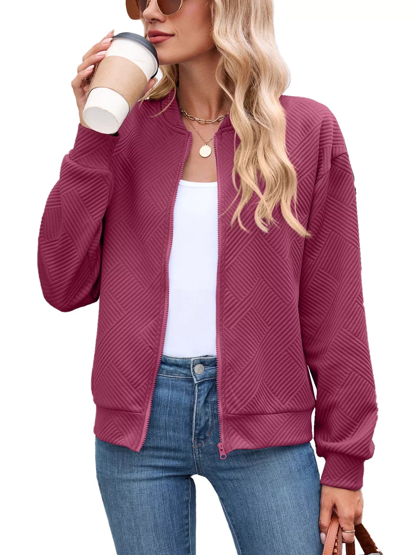 Textured Zip Up Jacket