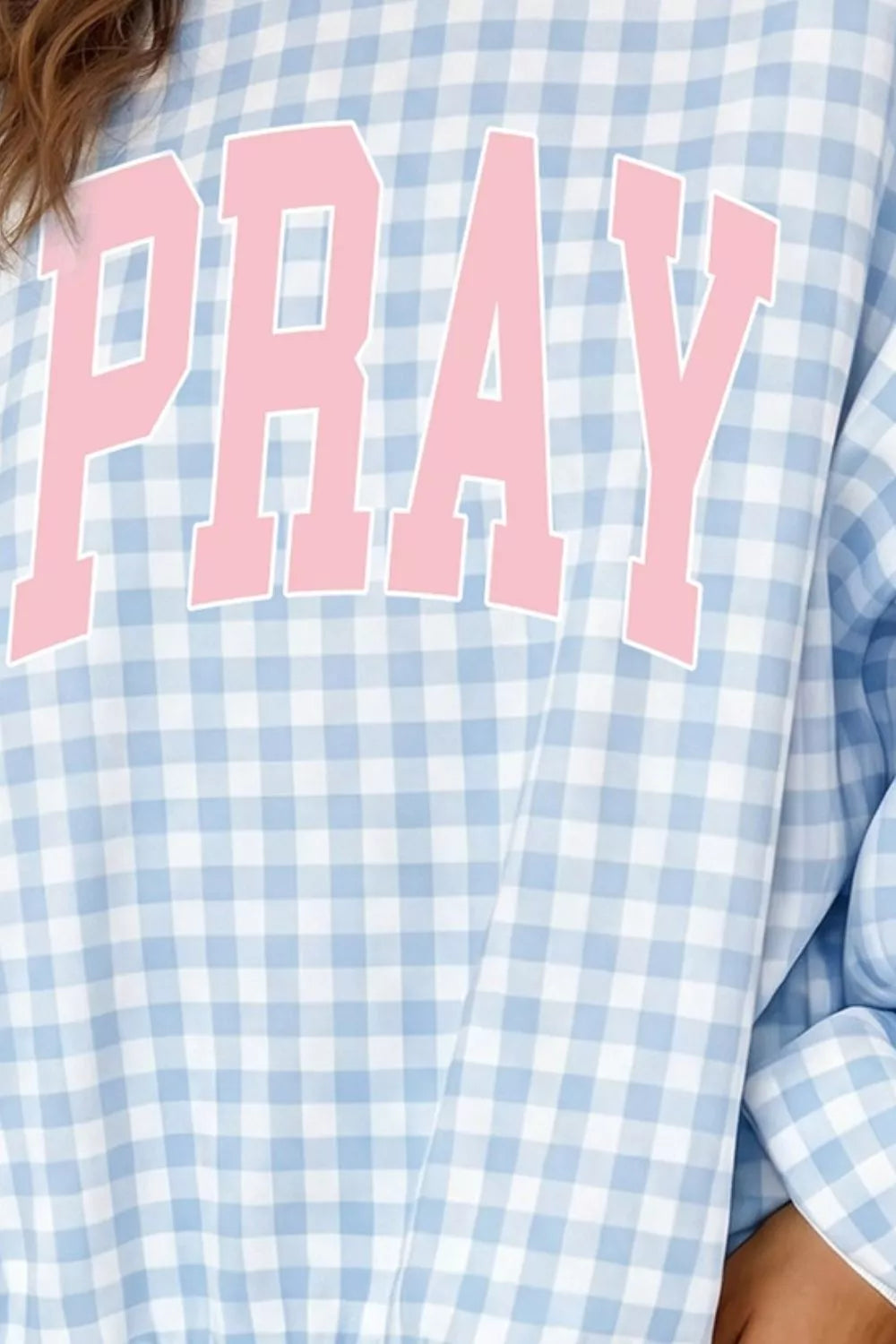 PRAY Slogan Graphic Round Neck Sweatshirt