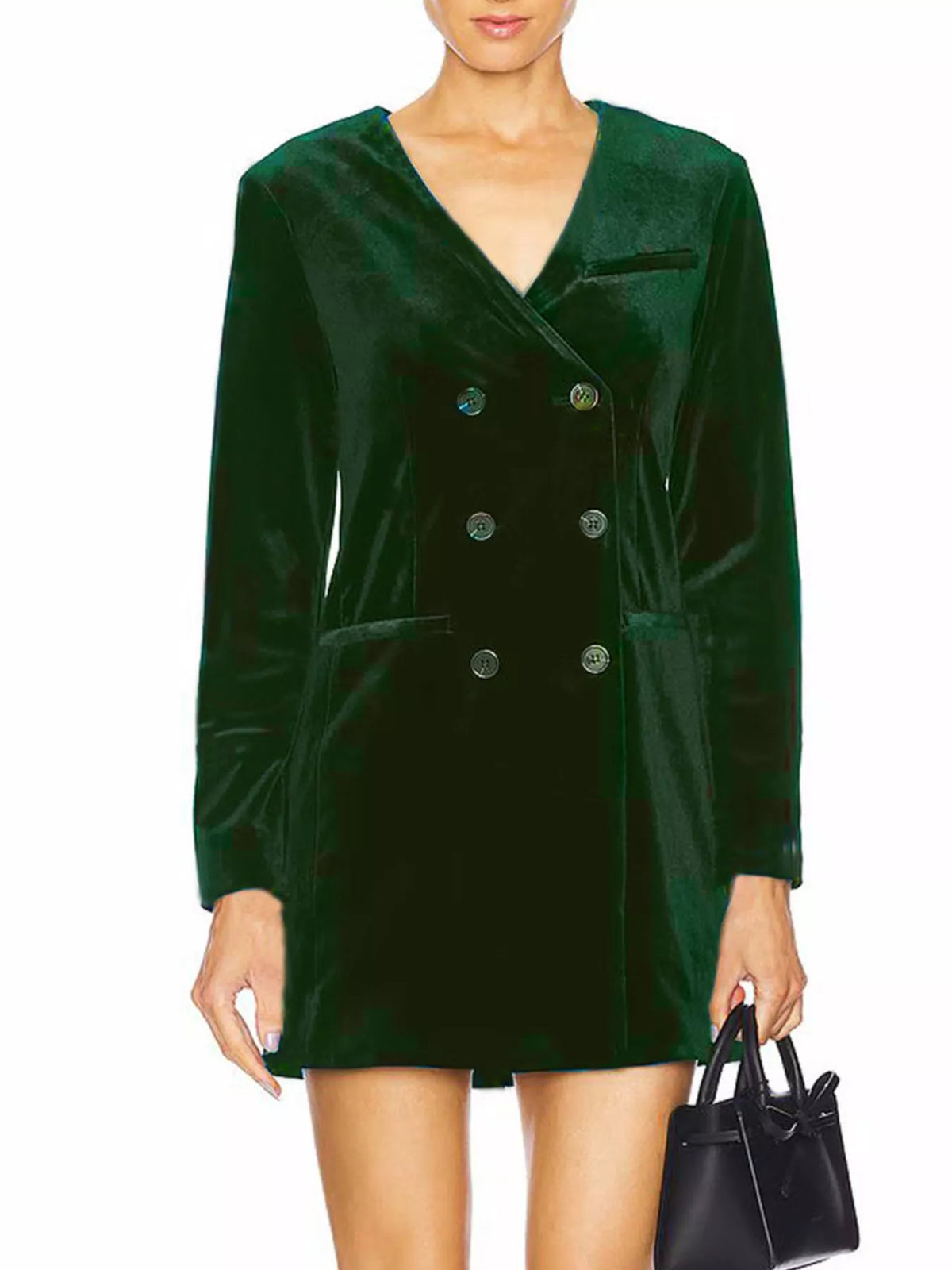 Velvet Double-Breasted Blazer Dress
