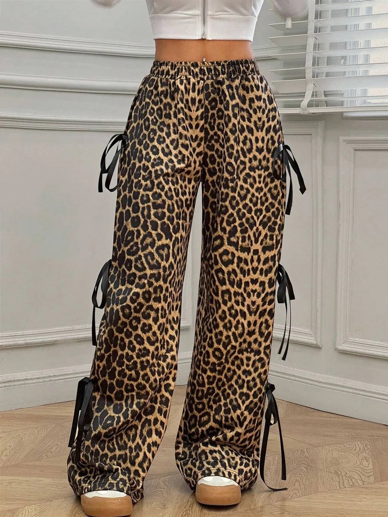 Cargo Wide Leg Pants with Side Tie Details
