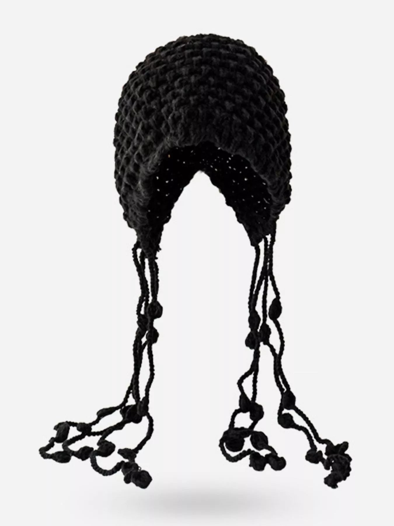 Fringe Knitted Beanie Hat