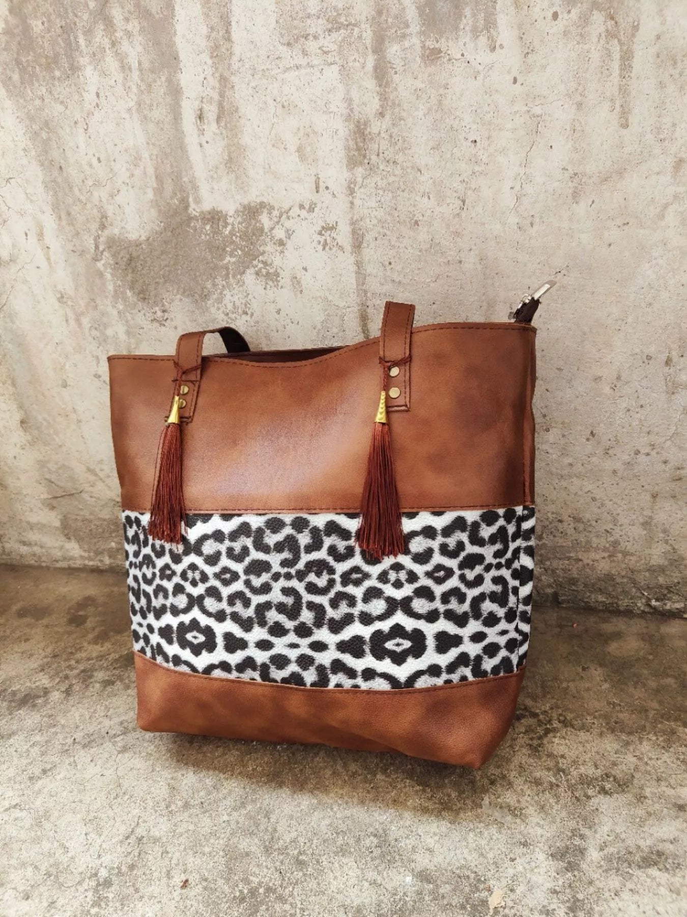 Tassel Leopard Tote Bag