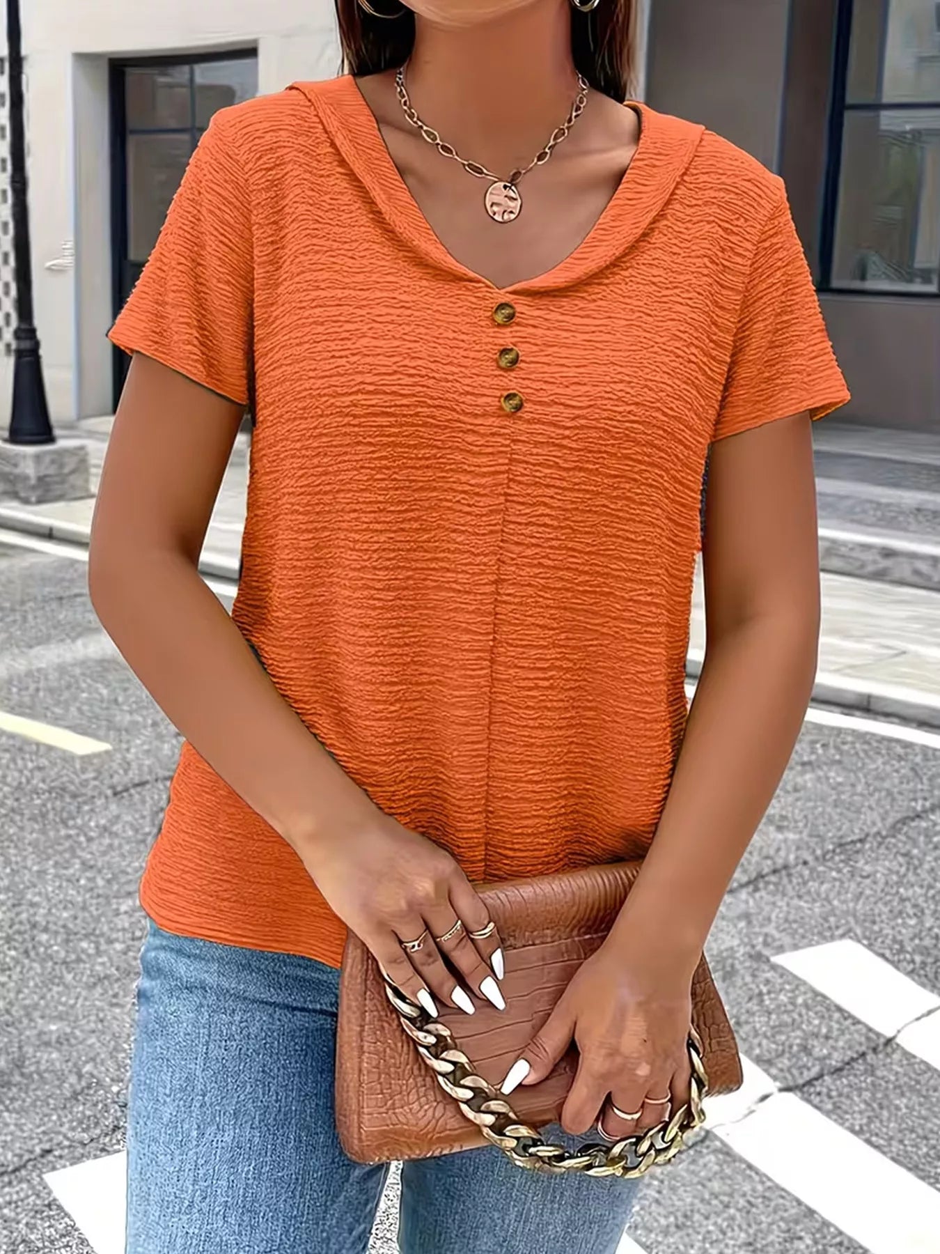 Textured Short Sleeve Top