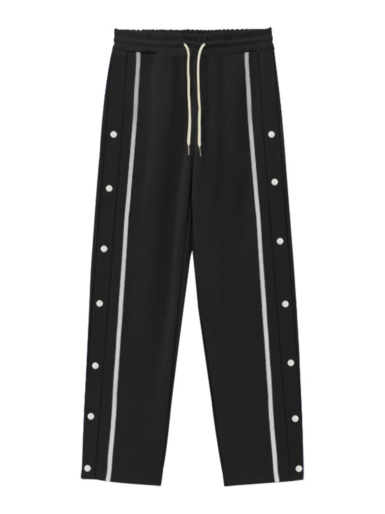 Men's Full Size Snap-Button Pants with Side Stripe Detail Plus Size