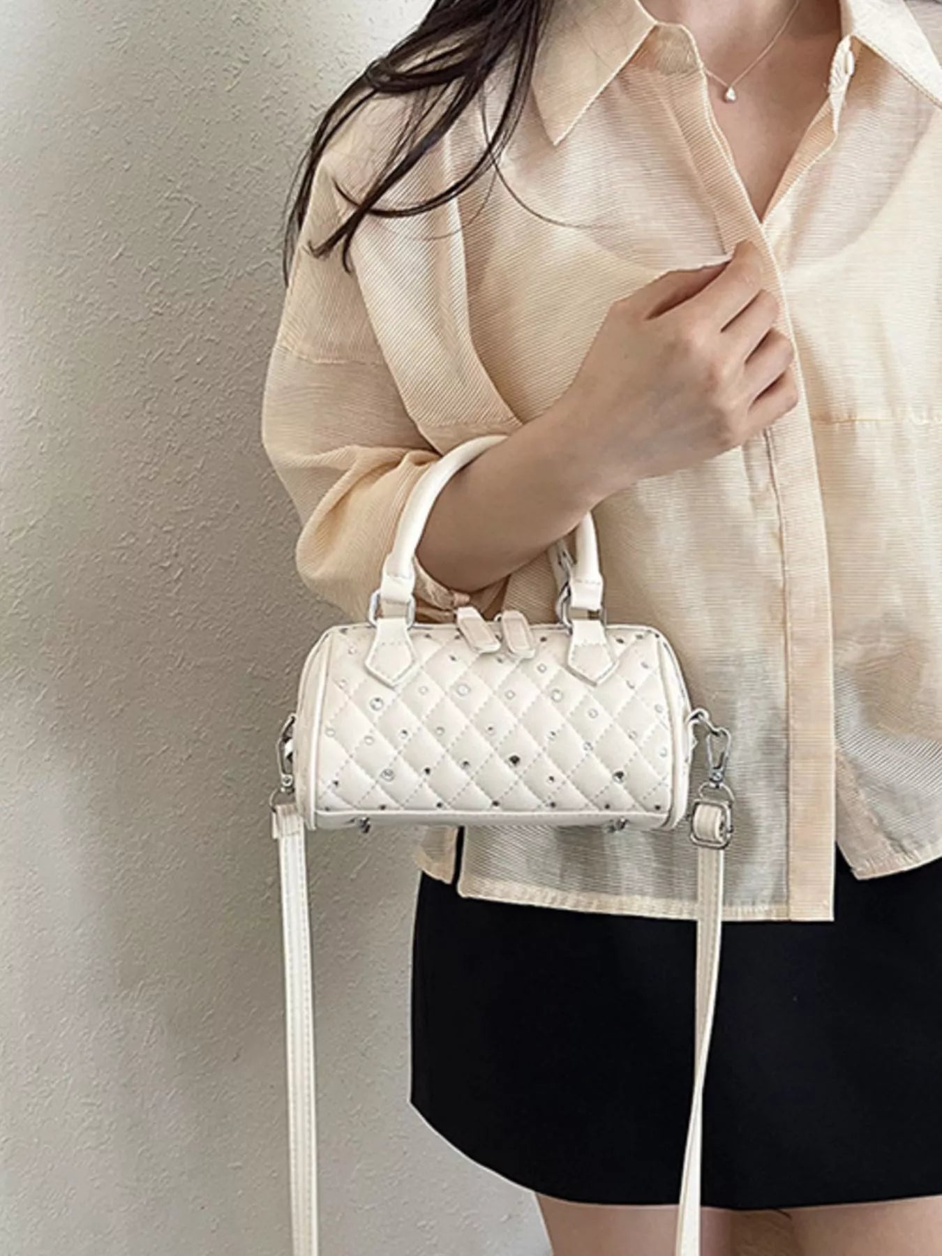 Quilted Barrel Handbag