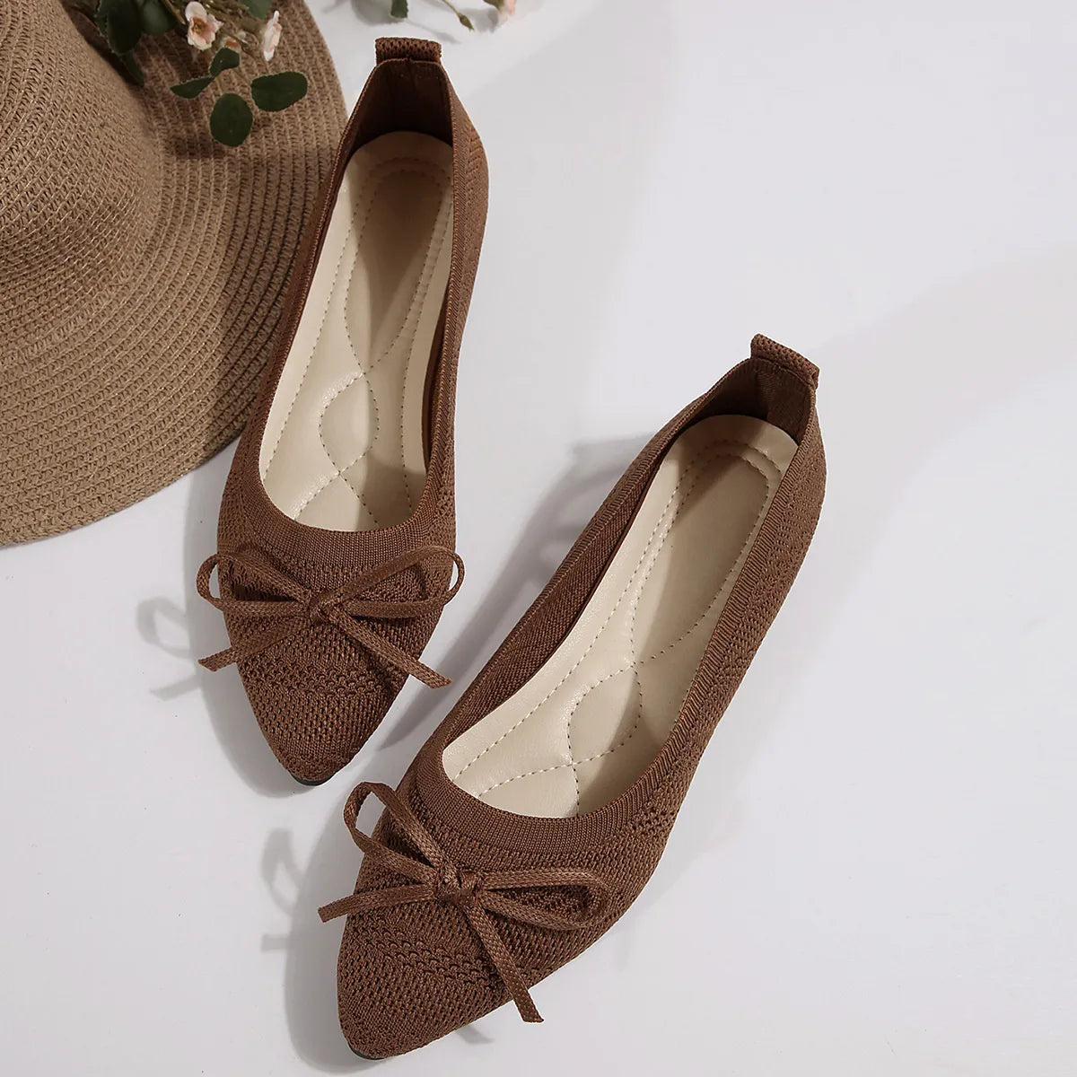 Bow Point Toe Flats Slip-Ons