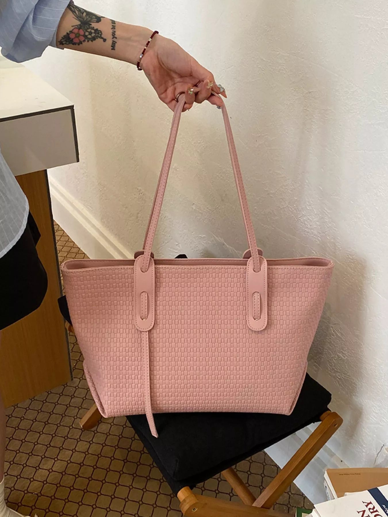Leather Texture Tote Bag