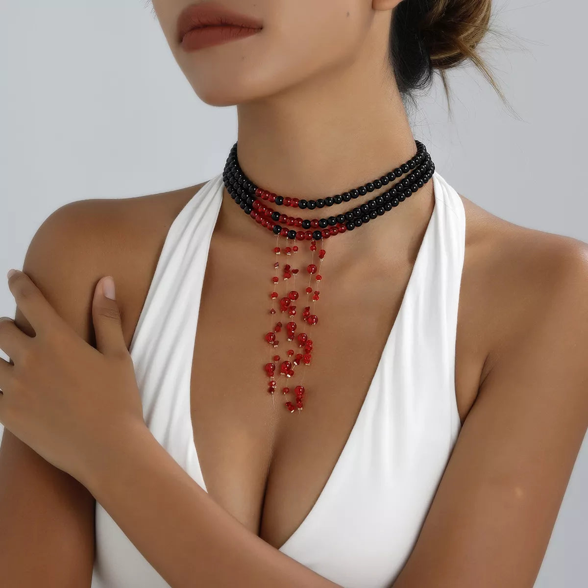 Halloween Multi-Layered Beaded Choker Necklace