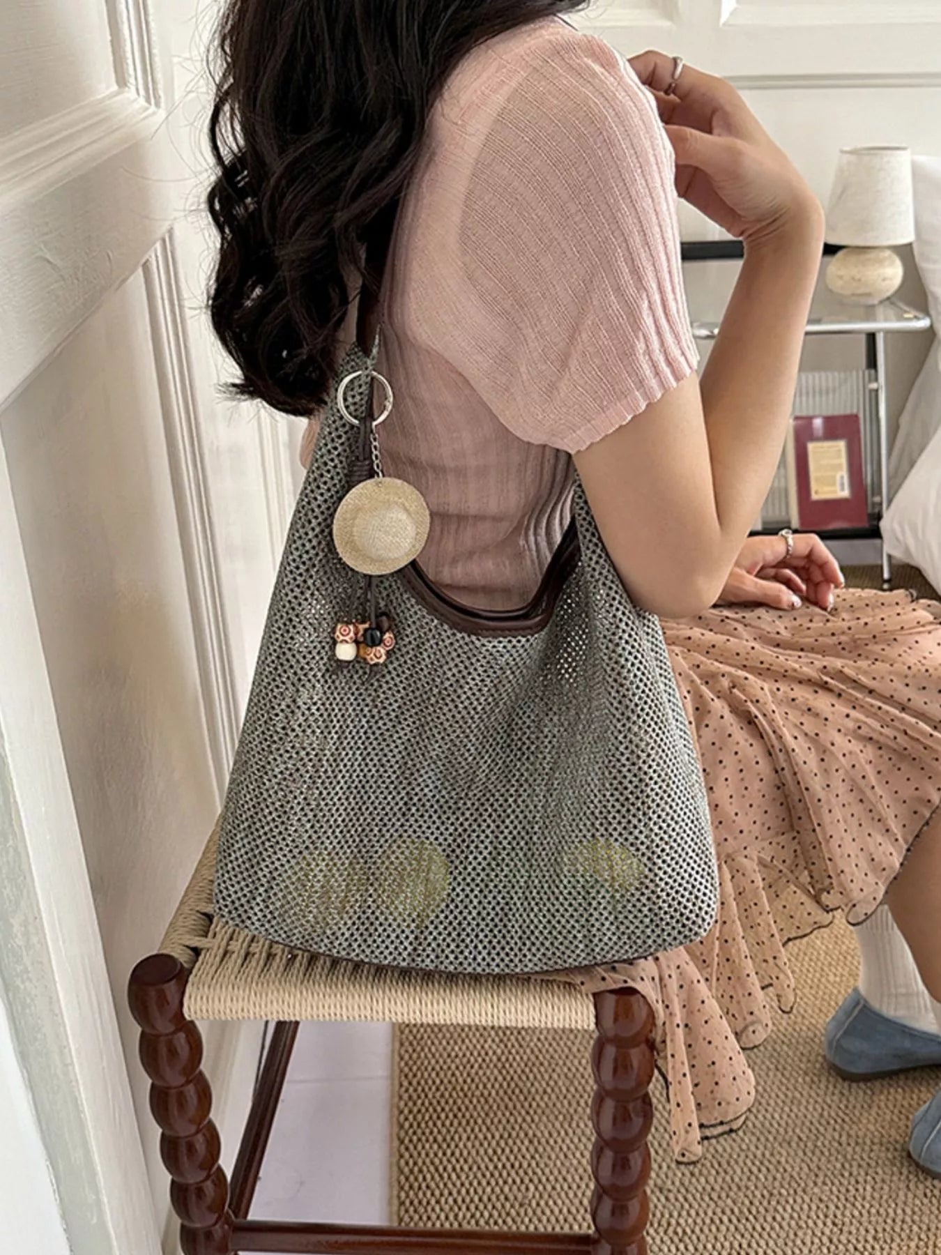 Textured Woven Shoulder Bag