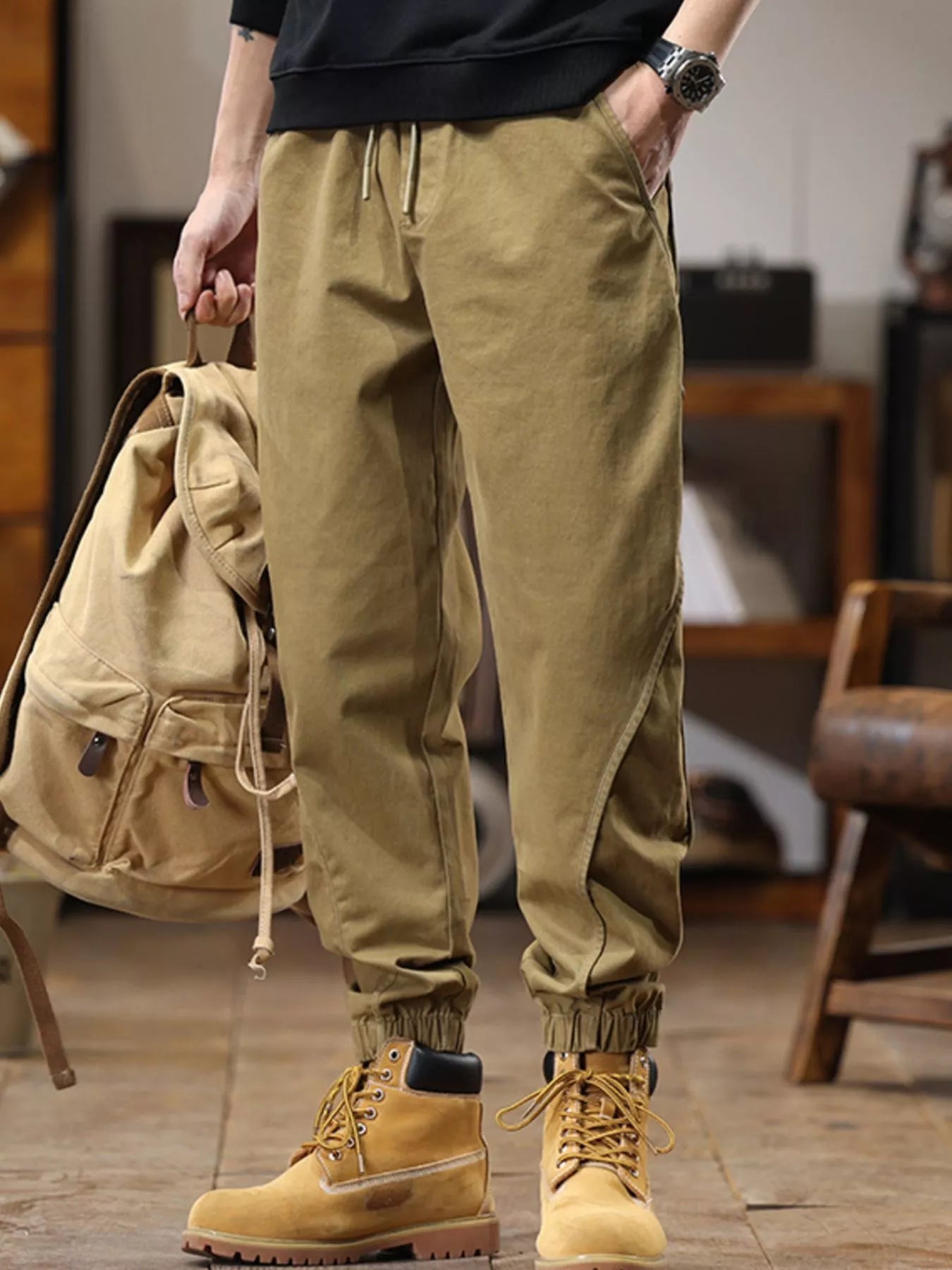 Men's Full Size Drawstring Jogger Pants with Elastic Cuffs Plus Size
