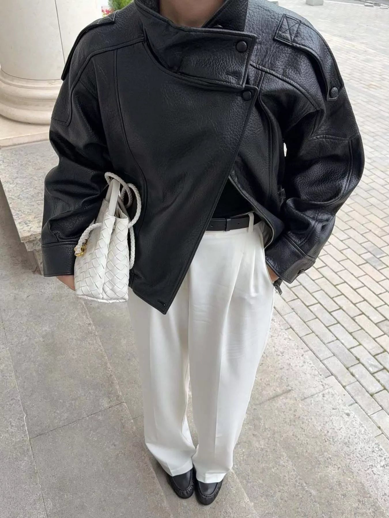 Zip-Up Faux Leather Moto Jacket