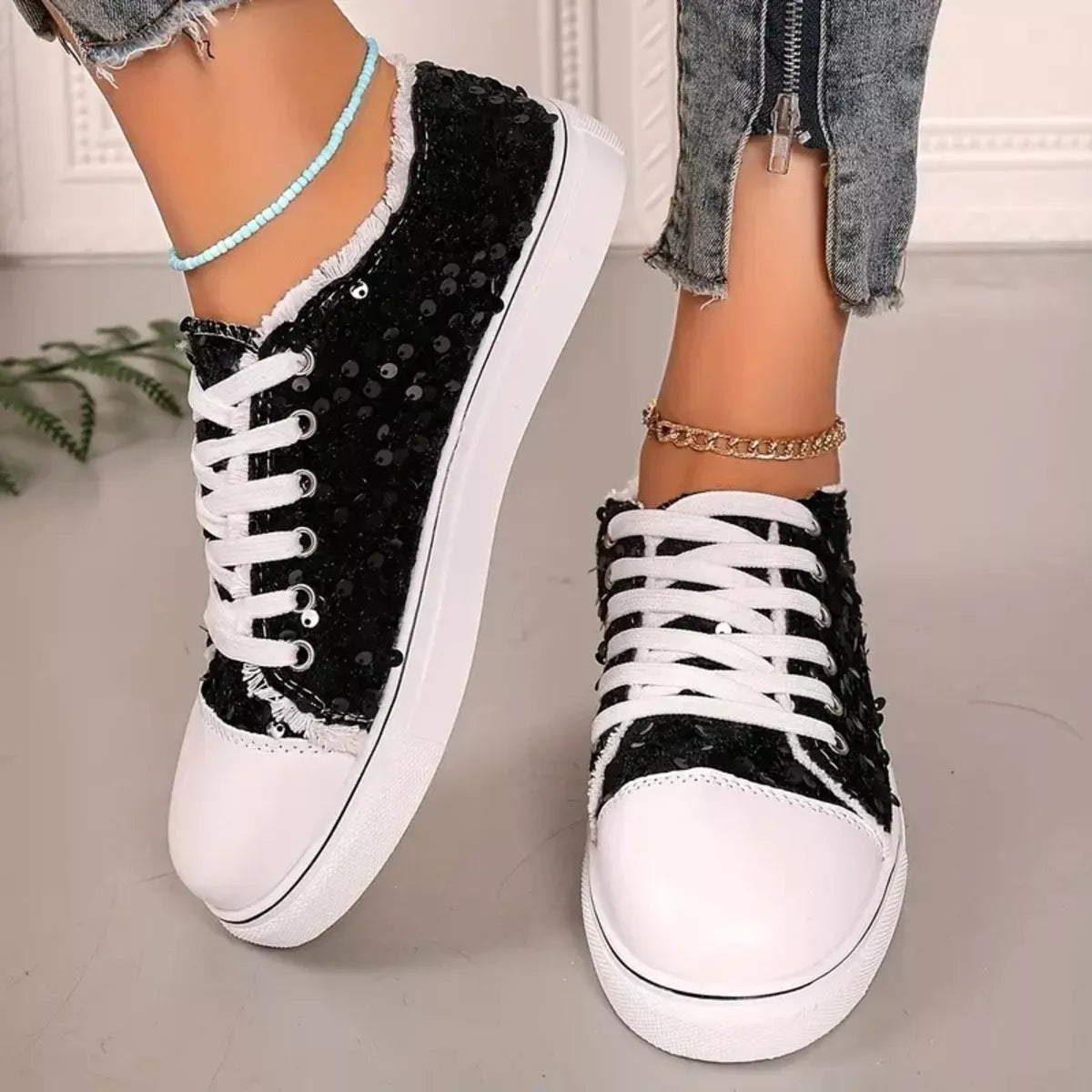 Sparkling Sequin Low-Top Sneakers