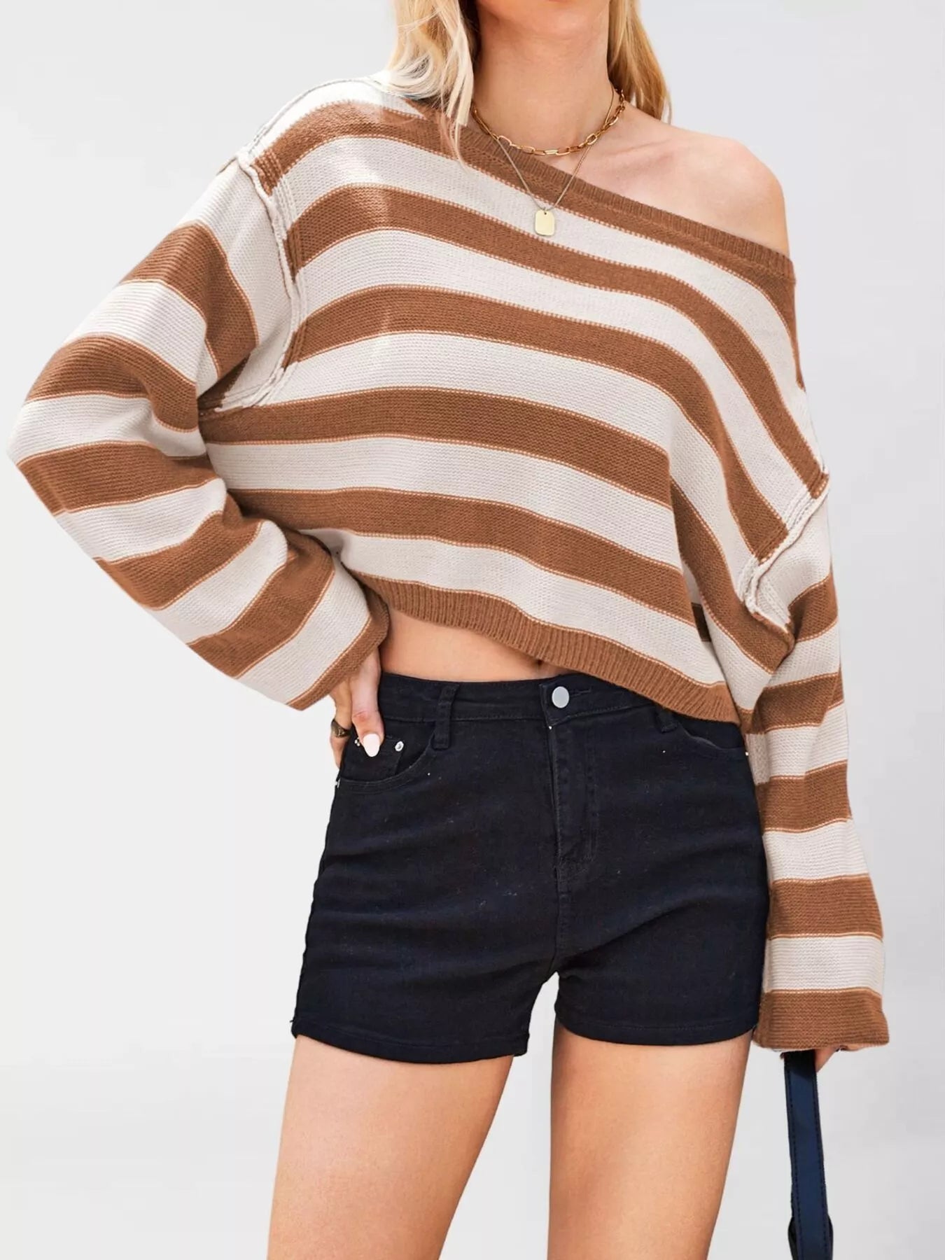 Striped Boat Neck Sweater