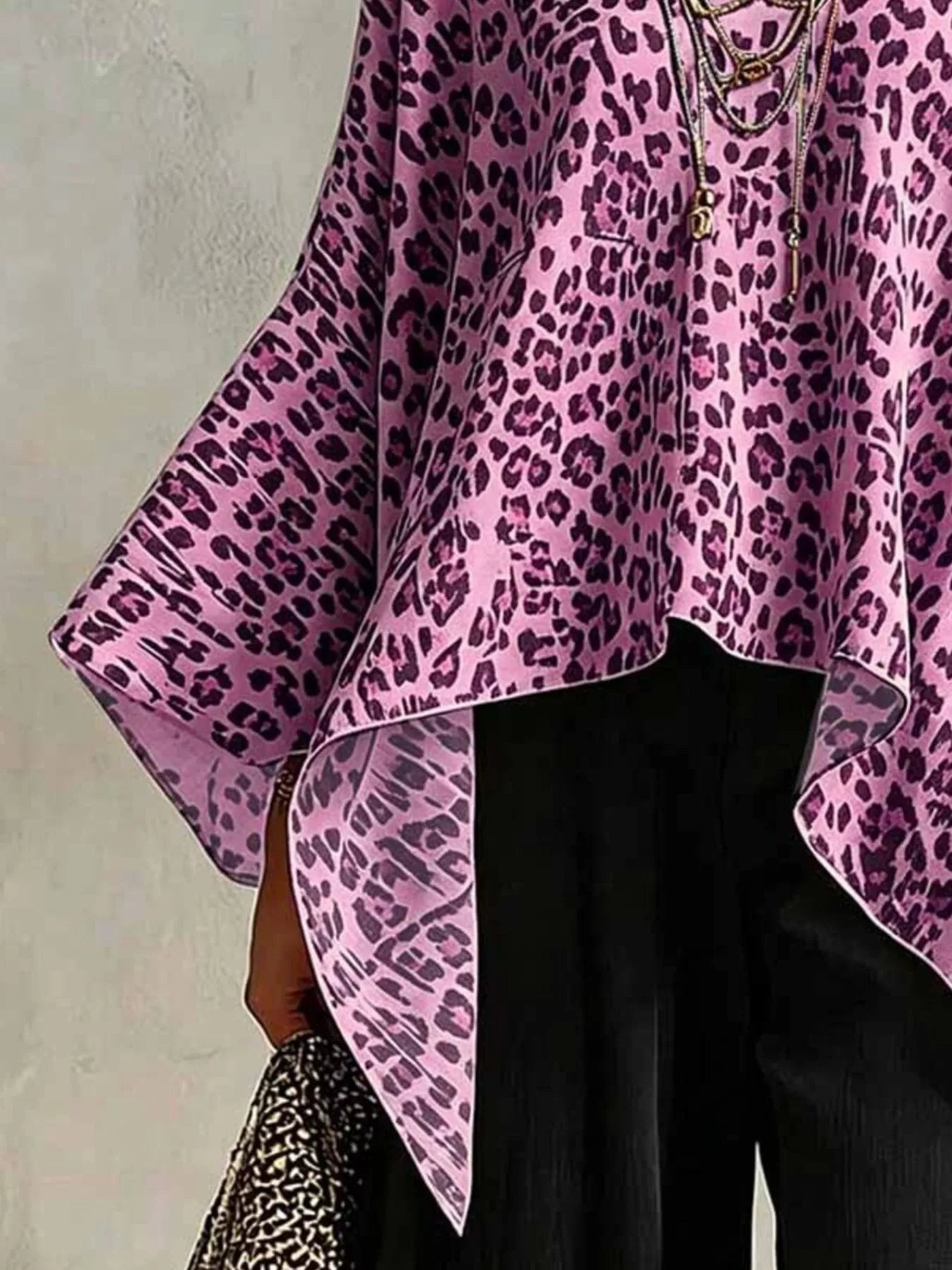 Full Size Leopard Print Asymmetrical Hem Top Plus Size