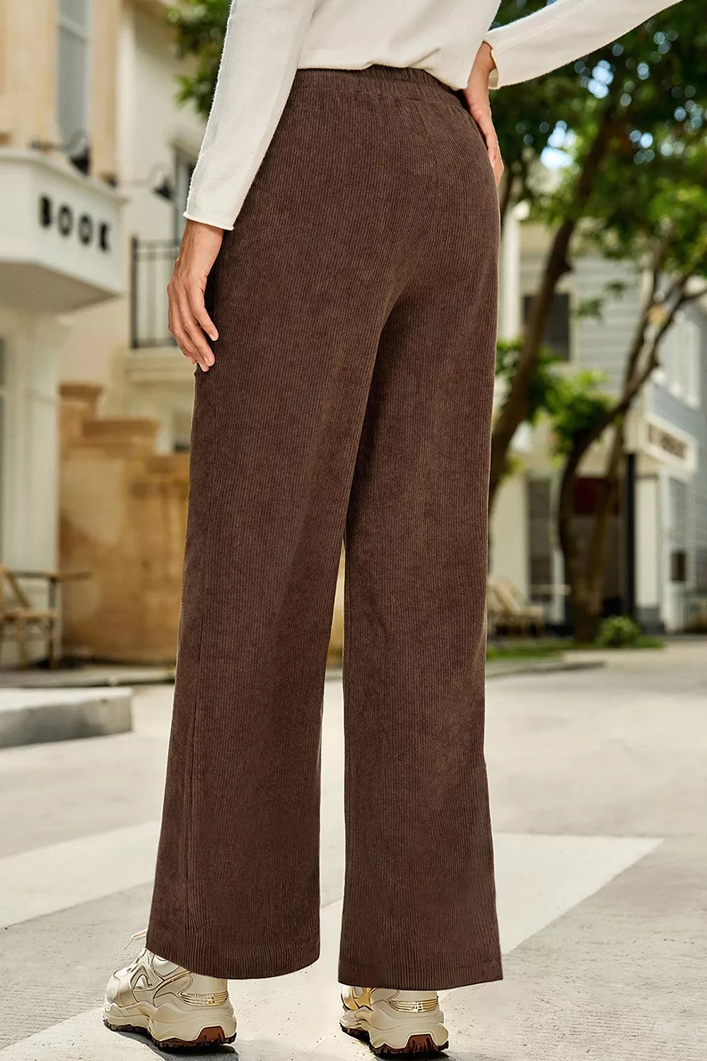 Corduroy Wide-Leg Drawstring Pants