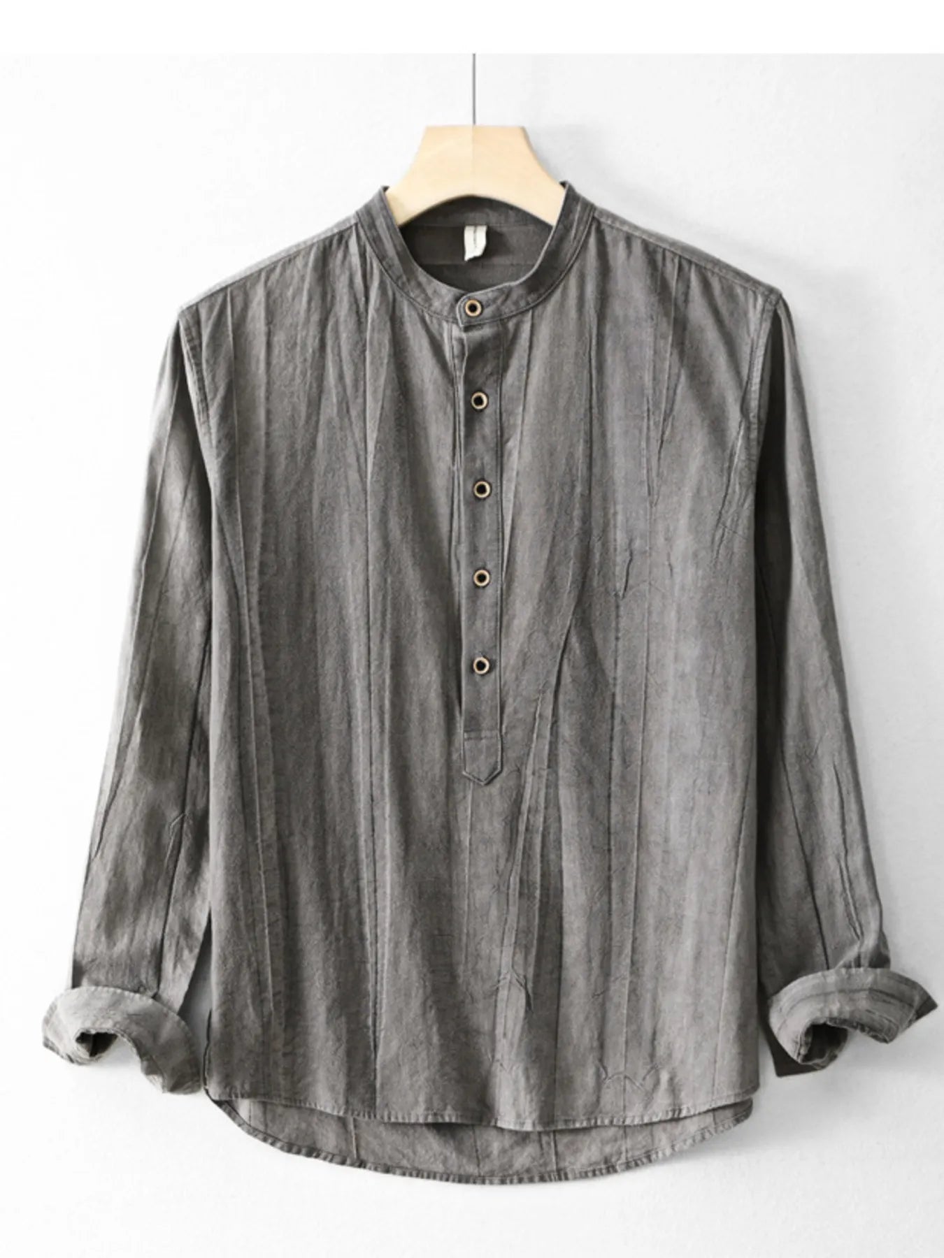 Men's Plus Size Button Front Long Sleeve Blouse