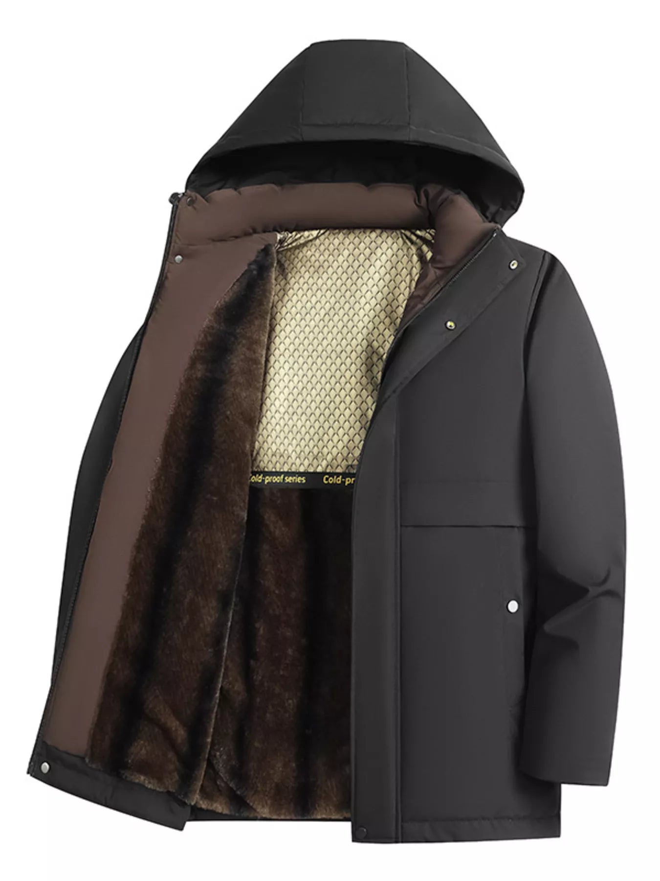 Men's Plus Size Fleece Lined Hooded Winter Coat