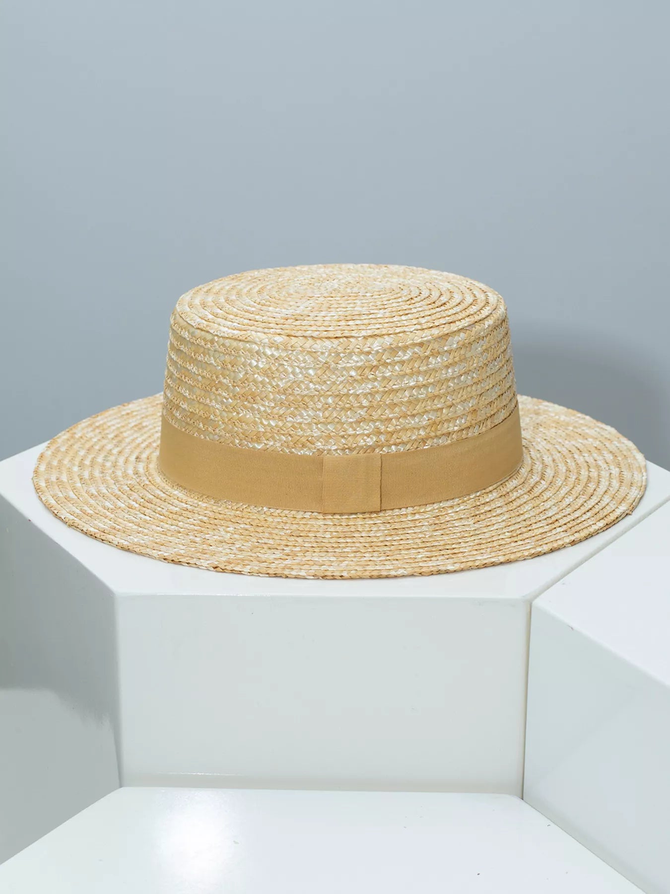 Straw Boater Hat with Ribbon
