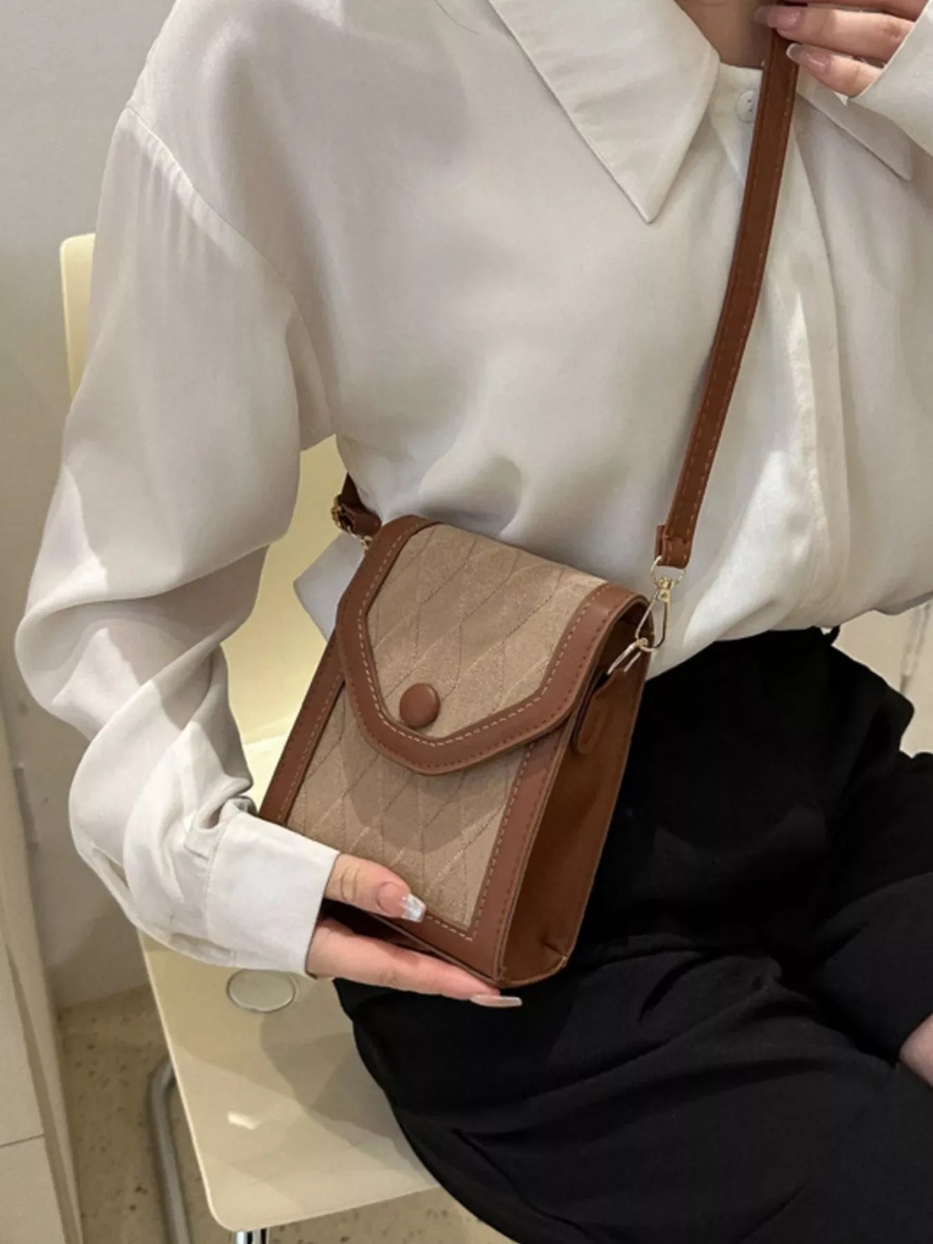 Adjustable Strap Flap Crossbody Bag