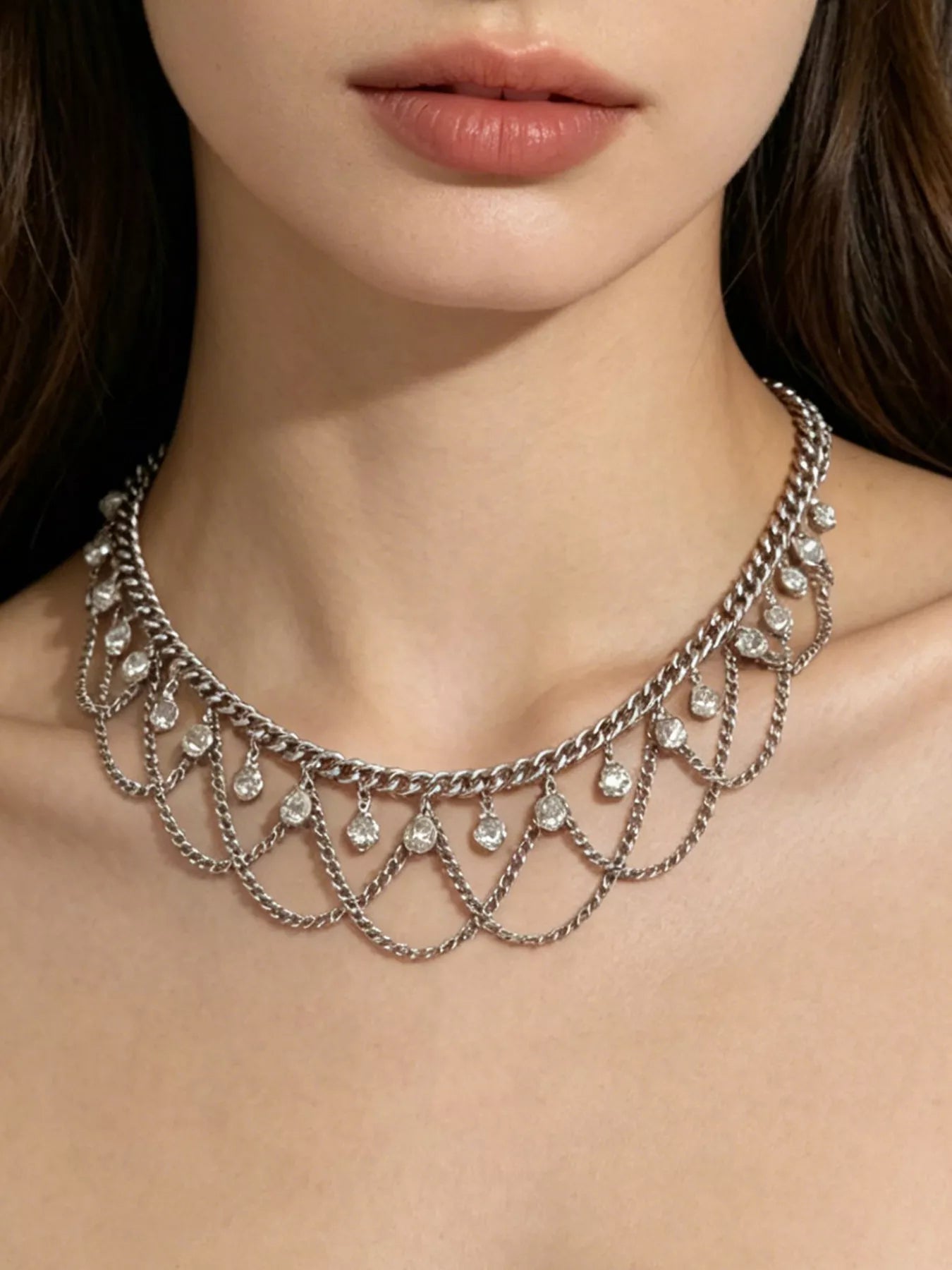 18K Gold-Plated Zircon Chain Necklace