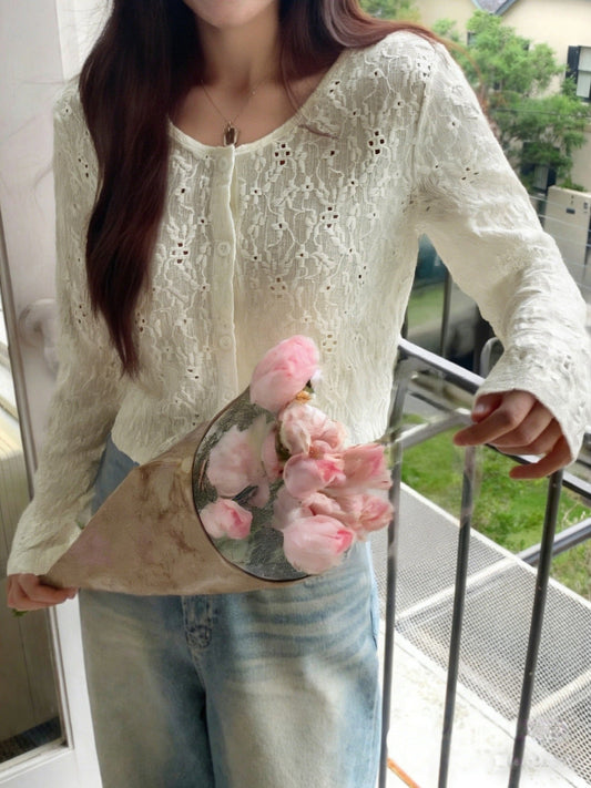 Lace Lightweight Button Up Cardigan