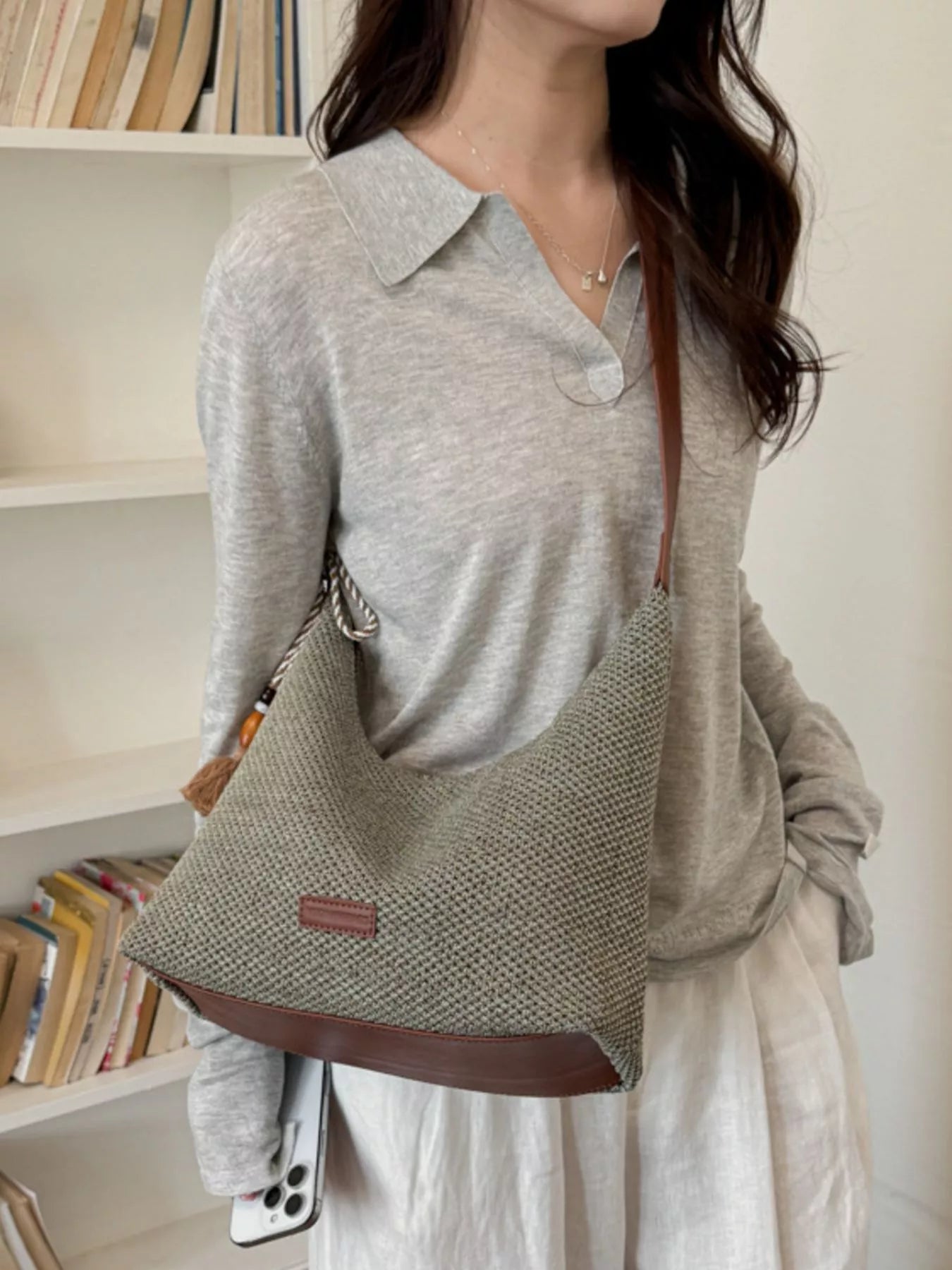 Tassel Woven Shoulder Bag