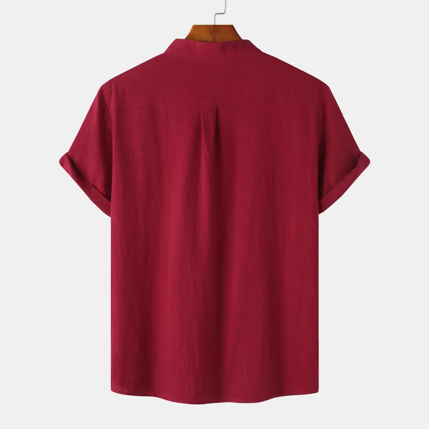 Men's Mandarin Collar Short Sleeve Henley Shirt