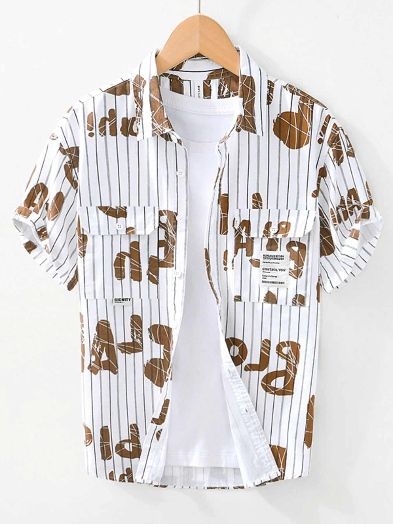 Men's Plus Size Striped Button Up Shirt