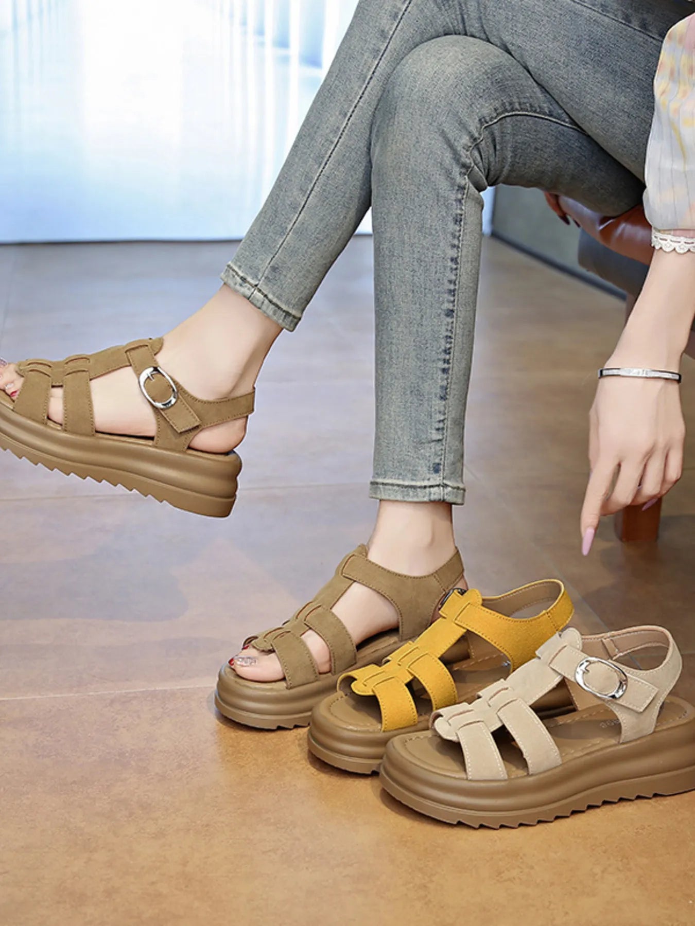 Platform Sandals with Ankle Strap