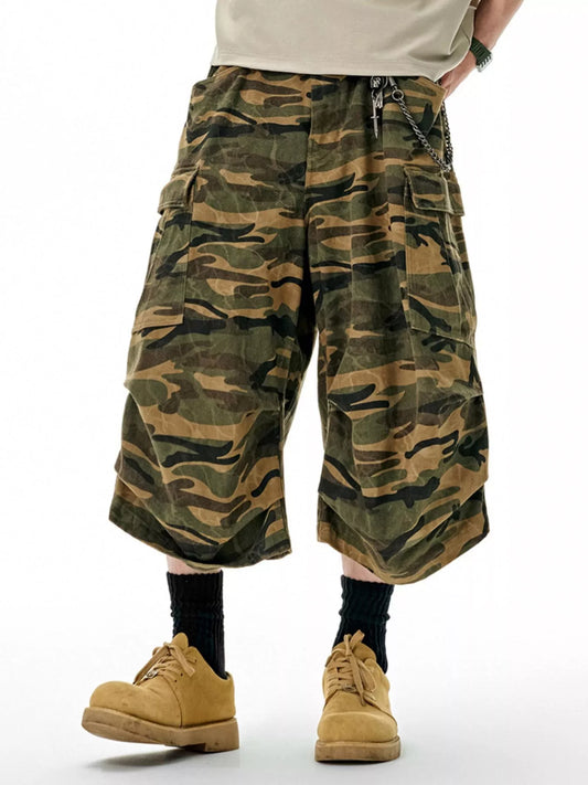 Men's Camo Cargo Culottes Shorts