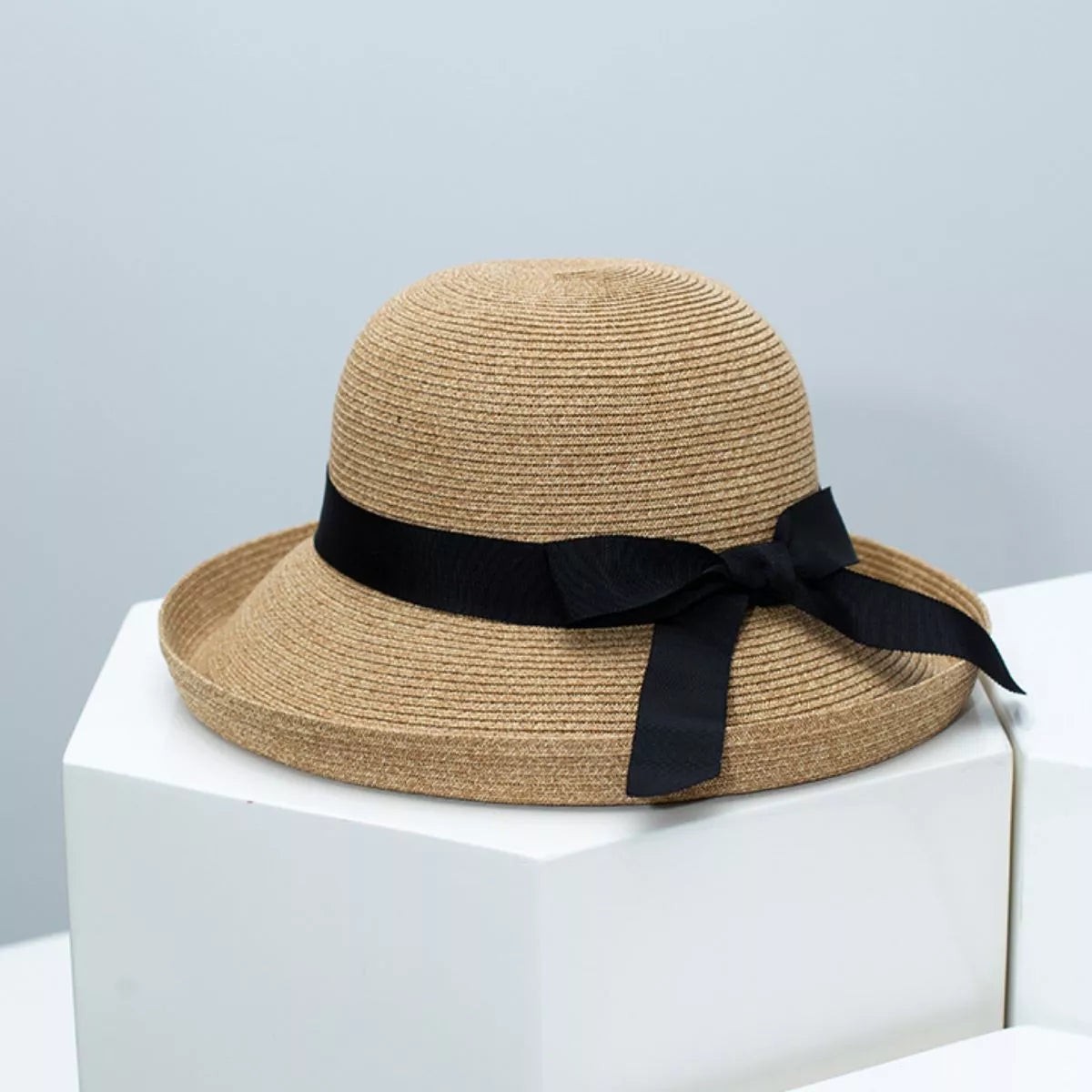 Straw Sun Hat with Ribbon Accent