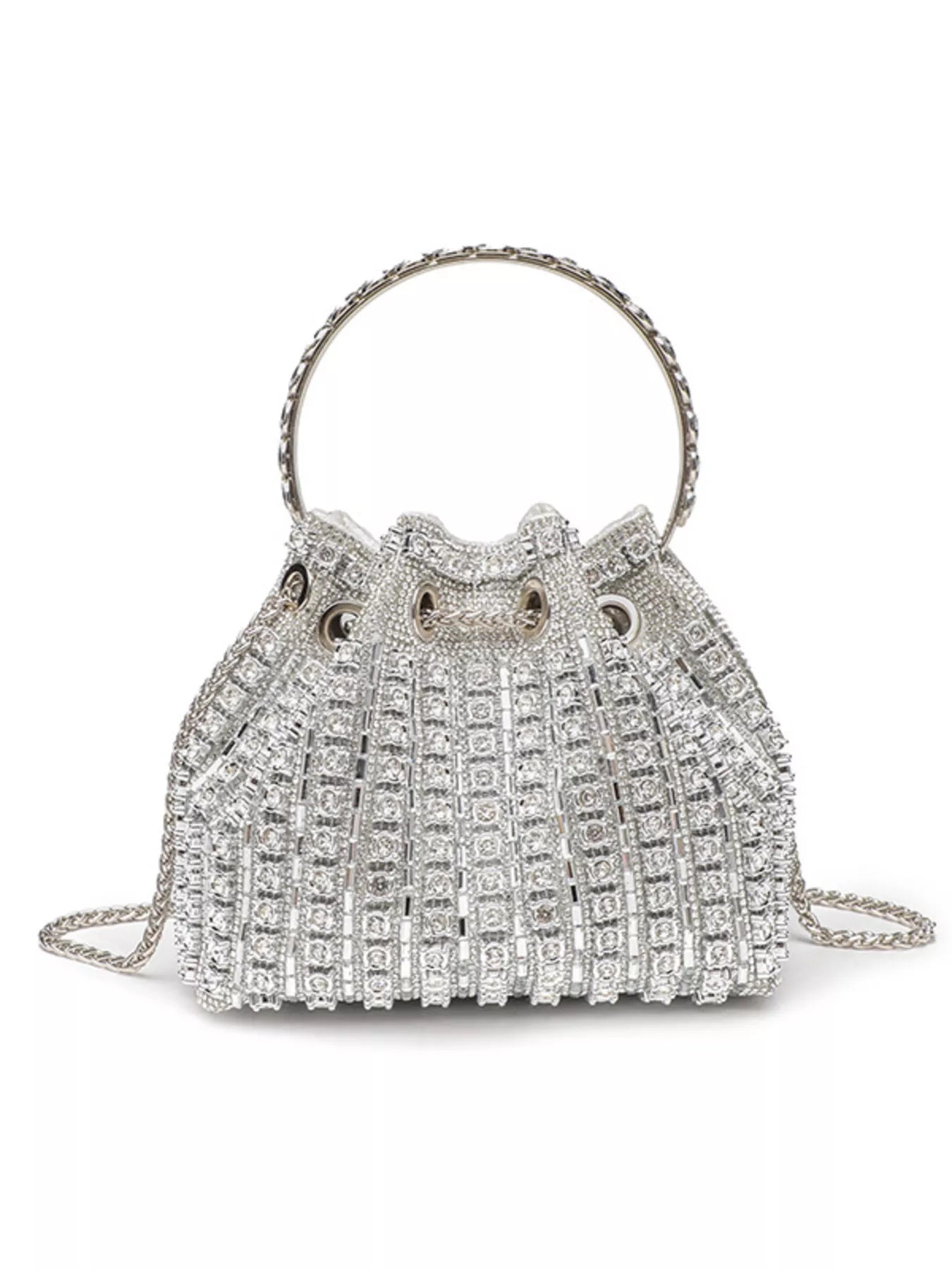 Rhinestone Embellished Bucket Crossbody Bag